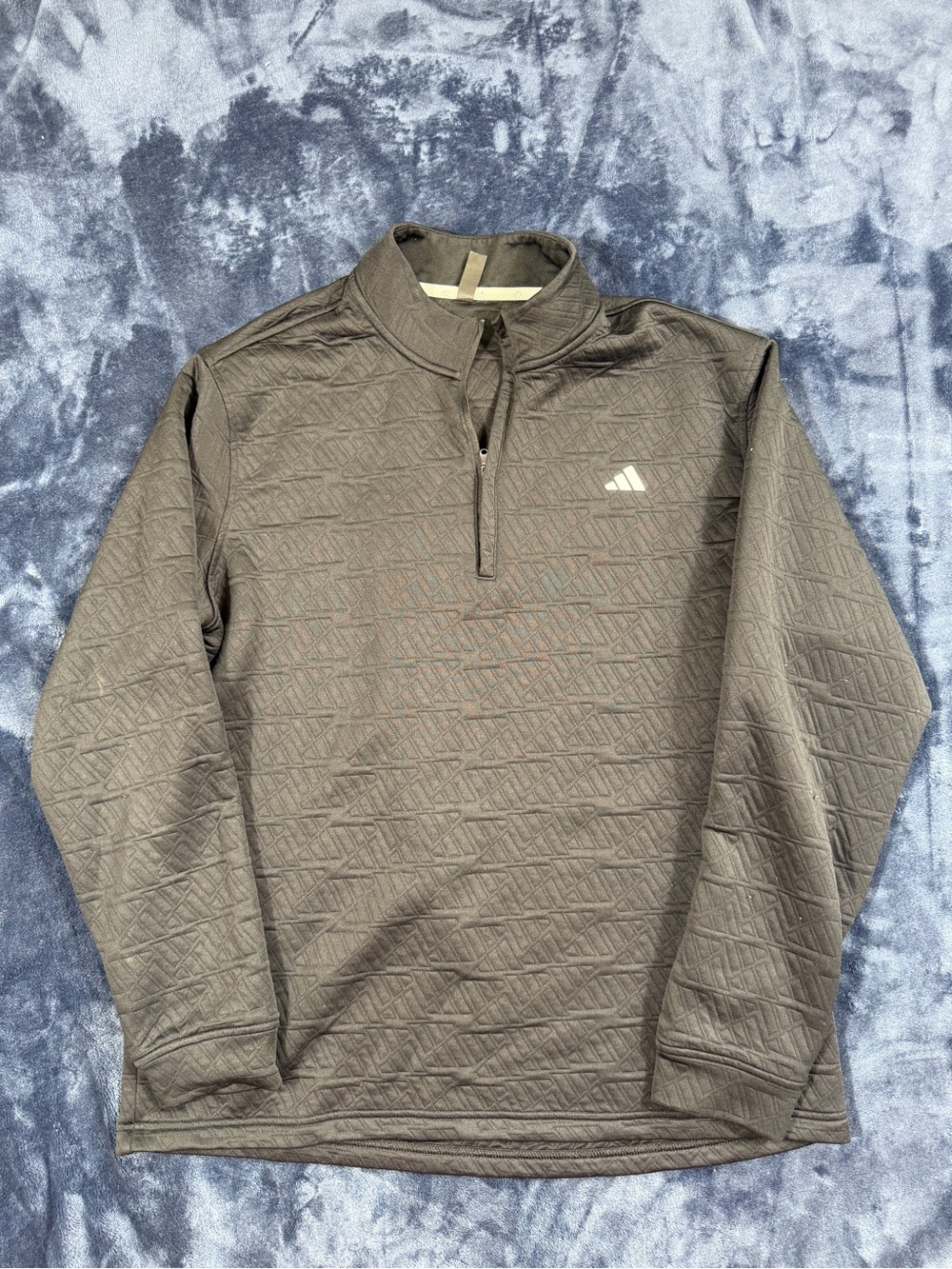 Adidas Men's Charcoal Quilted Half-Zip Pullover